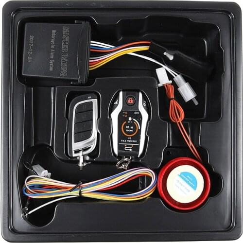 Motorcycle Alarm 2 Way DC 12V Scooter Alarm Dual Remote Controls Engine Start/Stop Alarms Motor Cutting Line Protection Alarm