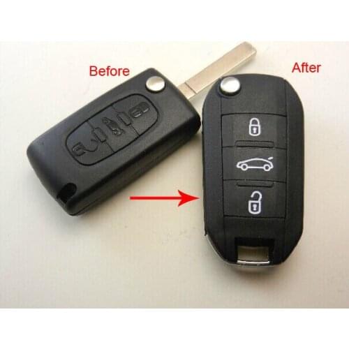 3 Buttons Replacement Modified Folding Flip Remote Key shell Case Cover For Peugeot 307 407 408 Without groove