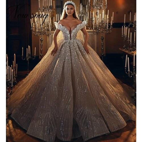 Saudi Arabia Beading Wedding Dresses For Haute Dubai Couture Robes Bride Gowns Robe De Mariee African Crystals Bridal Dress 2021