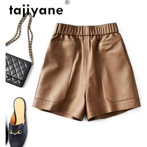 Tajiyane Womens Pants Real Sheepskin Pants Women Genuine Leather High Waist Trousers Woman Pants Mujer Pantalones TN2281