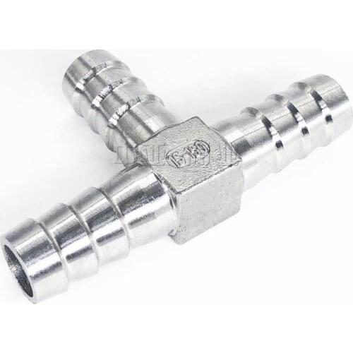 304 Stainless Steel T-Shape Tee Barb Hose Fittings 6mm- 32mm 3 Way Hose Tube Barb Barbed Coupling