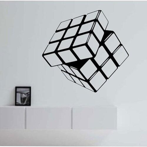 Rubiks Cube Vinyl Wall Decal Geometric Wall Stickers For Kids Rooms Living Room Home Design Decor Mural Vinilos Paredes A389
