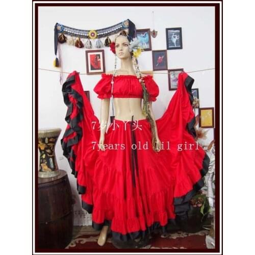 4Tiered 21Yards100%Cotton Tribal Belly Dance Skirt With Border 9EX35