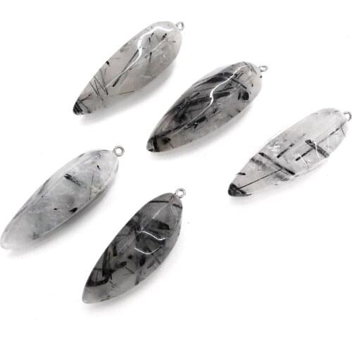 Natural Stone black hair clip Pendants Bullet shape Pendant for Jewelry Making Diy necklace accessories Size 20x55 mm