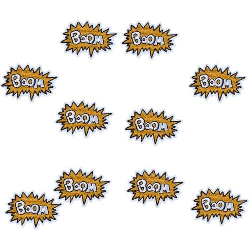 10pcs boom embroidered patches for clothing iron on patches for clothes badges clothes iron-on patches for jeans