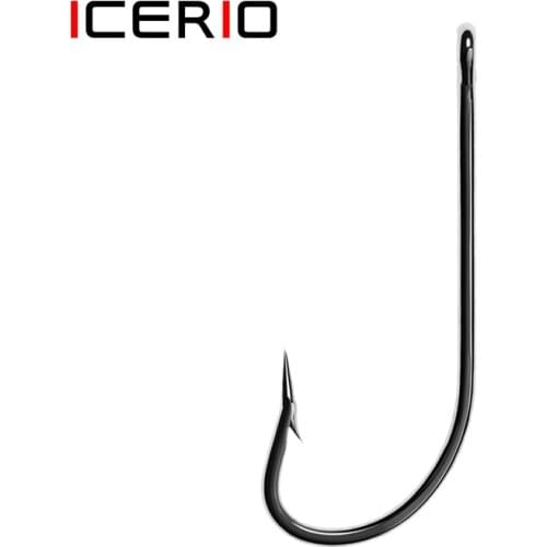ICERIO 100PCS Barbed Fishing Hooks Sea Worm Carp Single Circle Hook Set Fly Fishing Accessories Tackle Carbon Steel Fishhook