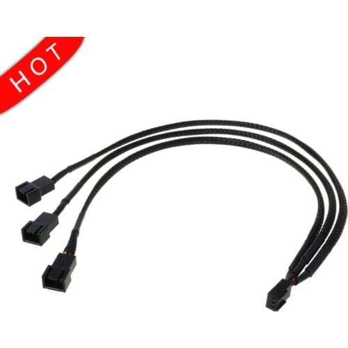 12V 3Pin Fan PWM 1 to 3 Way Power Supply Extension Cable Y Splitter Port Multiplier PC Computer Cooling 22AWG Wire Accessories