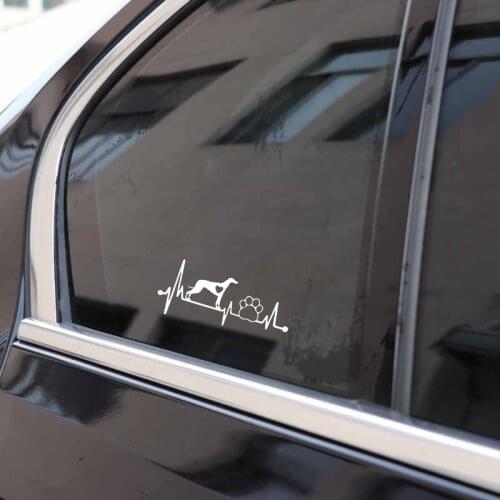 14.9CM*6.4CM Greyhound Heartbeat Lifeline Paw Vinyl Motorcycle Black/Silver Car Sticker C22-1055