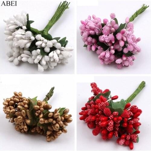 144pcs/lot Multicolor Artificial Flower Stamen Pistil Bouquet DIY Wreath Garland Floral Craft Wedding Scrapbook Home Decoration