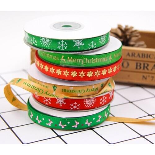 25Yards Christmas Colorful 1CM Satin Ribbon Packing Tape DIY Crafts Gift Packing Belt Bow For Sewing Accessories Xmas Tree Decor