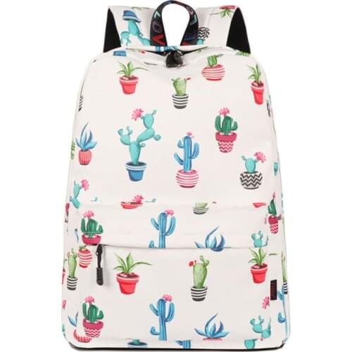 3PCS / LOT School Backpack For Teenage Girls Casual Women Cactus Printed Water Resistant Laptop BackPack Daily Bagpack Mochilas