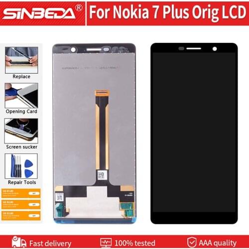 6.0" Original LCD Digitizer For NOKIA 7 Plus TA-1062 TA-1046 TA-1055 LCD Display Touch Screen Assembly Replacement Free Tools+3M