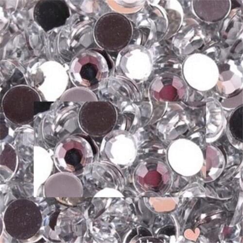 2-12MM DIY Bling White Clear Color Round Acrylic Rhinestones Flatback Acrylic Stones no Glue for Hand Craft Arts Decoration
