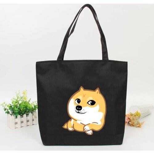 Cartoon cute Doge Printed Large Capacity mom Canvas Tote shopping Bag Cloth Reusable Shopping Bag Women Girl Handbags