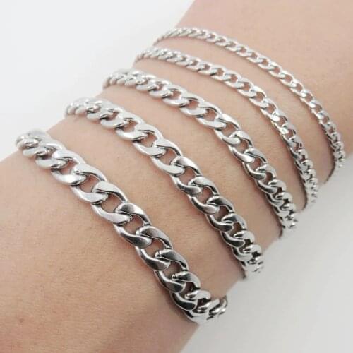 Customizes 3/4/5/6/7mm Stainless Steel Rolo Chain Bracelet, Mens Womens Bracelet, Fashion Jewelry Accessories