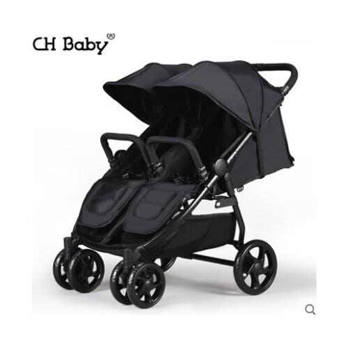Chbaby Twin High View Two Baby Double Stroller Can Sit, Lie Down Fold Hands for Shock Absorption Stroller Twins Strollers