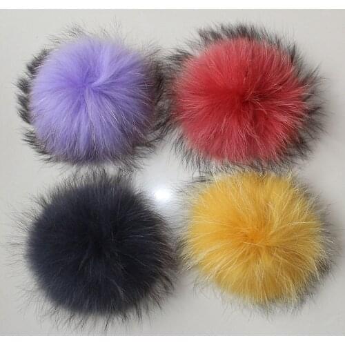 DANKEYISI Real Fox Fur Pompoms 13cm 15cm Raccoon Fur Pom Poms Mink Fur Balls Natural Fur Pompon For Knitted Skullies Hats Bag