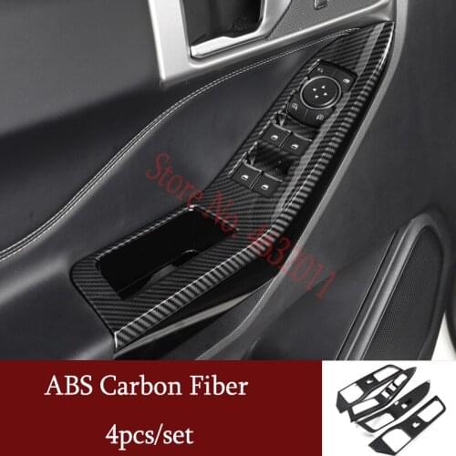 For Ford Explorer 2020 2021 ABS Carbon fiber LHD Car Window Switch Cover Window Control Panel Trim Car styling Accessories 4pcs