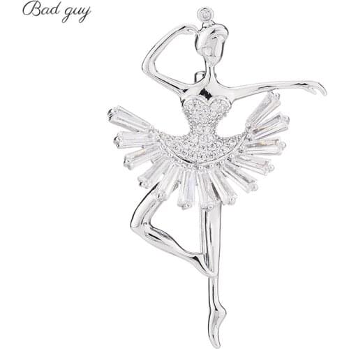 Elegant Dancer Zircon Brooch Pin for Womens Upscale Copper Jewelry Clothes Scarf Buckle Garment Accessorie Fine Jewelry Gifts