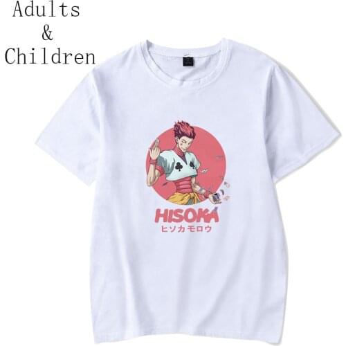 Hot Sale Anime Hunter x Hunter Tee Shirt Hisoka T-shirt Women Men Summer O-neck Short Sleeve Kid T-shirt Boys Girls White Tops