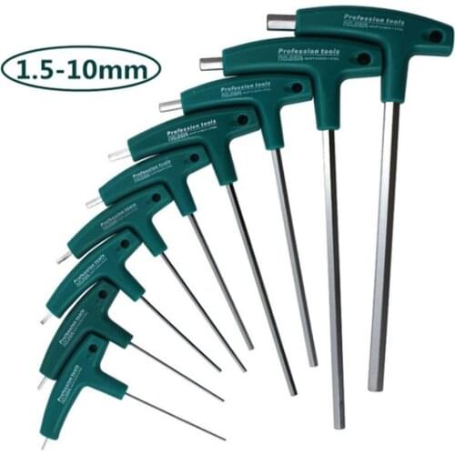 H1.5/2/2.5/3/4/5/6mm Hand Tool T-type Hex Wrench T handle Ball Hex Key Wrench Double End Universal Quick Snap Adapter Spanner