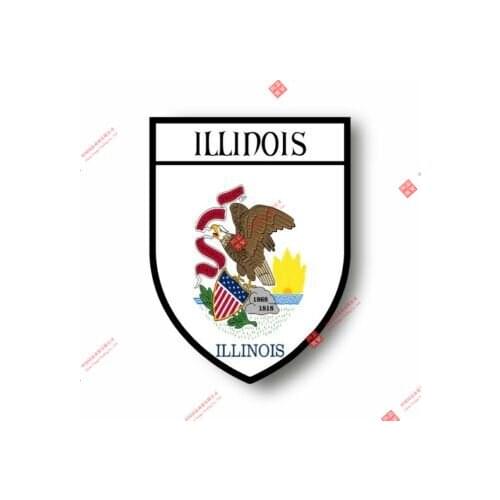 Interesting Stickers Decal Souvenir Vinyl Car Shield City Flag World Crest Usa Illinois Car Decal Decoration Laptop