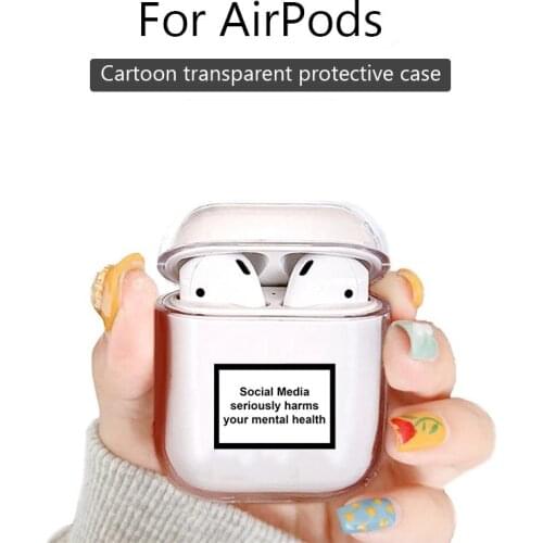 Jaomax Plastic Hard PC Clear Social Media seriously harms your mental health Wireless Earphone Case for Airpods Protetive Covers