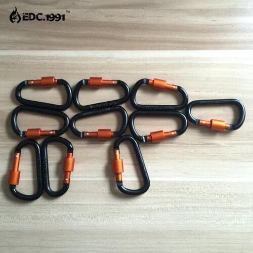 Carabiner Hook Mosquetao 8cm D-shaped Aluminum alloy Flat Small Hiking Quick Release Carabin Small Karabiner EDC Gear Paracord