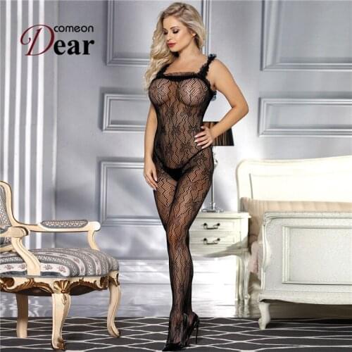 Comeondear Crotchless Sexy Catsuit Bodystocking Women Fishnet Full Body Stocking Lingerie Bodysuit Erotic Bodystocking HA3139