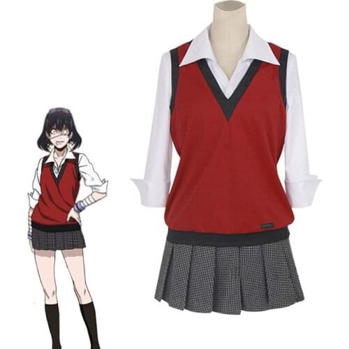 Anime Kakegurui Compulsive Gambler Midari Ikishima Cosplay Costume JK School Uniform Vest Dress Women Christmas Halloween