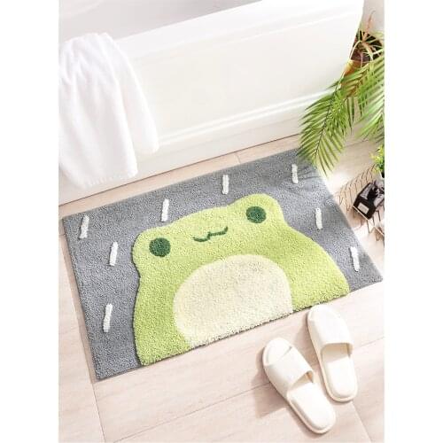 Frog and Bear Flocking Mat Home Decoration Door Non-Slip Absorbent Bathroom Doormat Super Soft Fiber Bath Mat