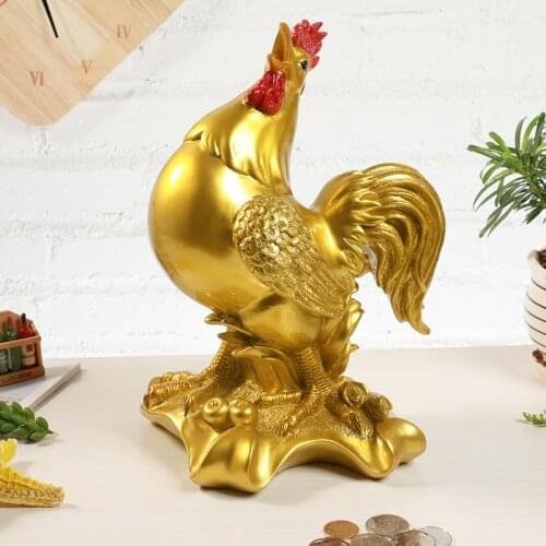 Creative Zodiac Rooster Piggy Bank Resin Sculpture Decoration Home Adornment Living Room Bedroom Desktop Statue Ornaments