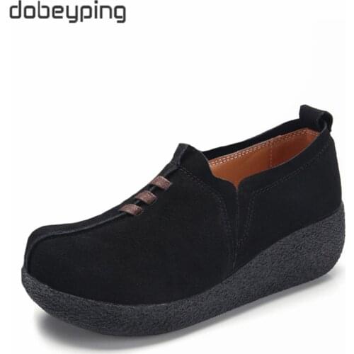 Dobeyping Spring Autumn Women Shoes Cow Suede Leather Womans Flats Thick Sole Female Loafers Casual Platform Ladies Sneakers