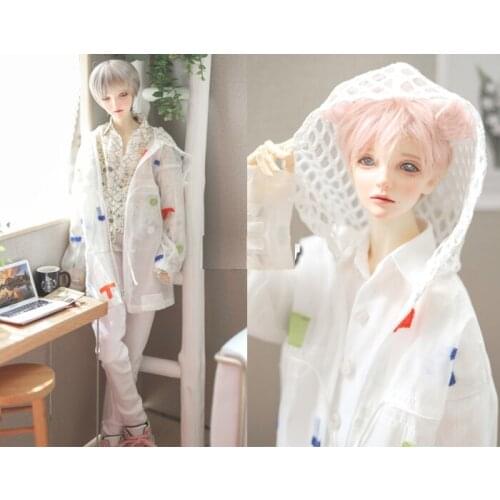 BJD Doll Sunscreen Hoodie White Through Blue Orange Embroidery Fashion Go With Go Sunscreen Hoodie 1/4&1/3& Uncle Accessories