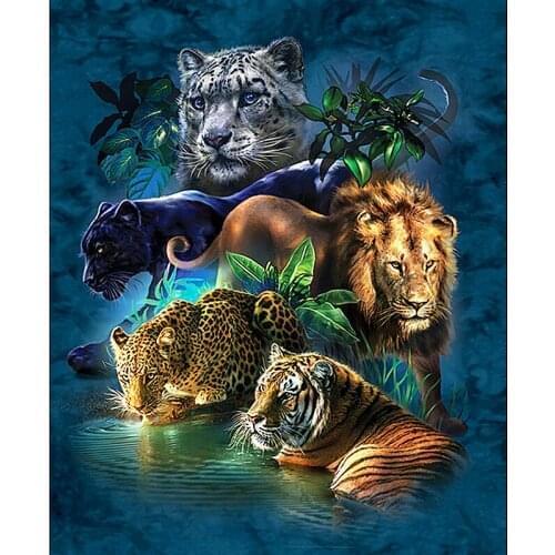 Fezrgea Full Square Diamond 5D DIY Diamond Painting "Tiger Lion Leopard"Embroidery Cross Stitch Rhinestone Mosaic Painting Decor
