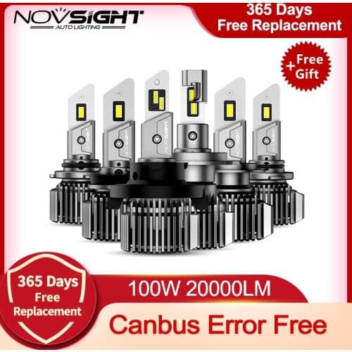 NOVSIGHT Light Bulbs H7 H11 Led Canbus H4 9005 HB3 9006 HB4 H8 H9 H13 Headlight Bulbs 100W 20000LM 6500K 12V 1mm Car Lamps+Gift