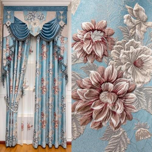 Light Luxury European-style High-end High-precision Jacquard Customized Finished Curtains for Living Dining Room Bedroom