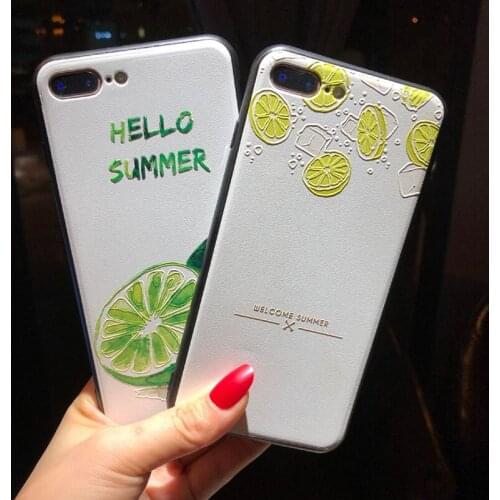 Summer Lemon Embossed Phone Case for iPhone 11 12ProMax X XR XSMax Capa Coque Cute Soft TPU Back Cover for iPhone 6 7 8Plus Gift