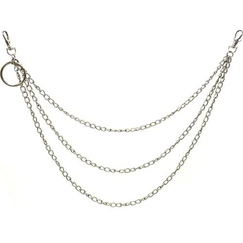 Fashion Punk Hip-hop Trendy Belt Waist Wallet Chain Male Pants Keychain Men Jeans Punk Silver Metal Trousers KeyChains