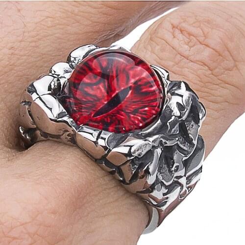 Vintage Python Ring Mens Personality Red Stone Eye Snake Ring Motorcycle Party Punk Style Biker Ring FOR Men Women Jewelry