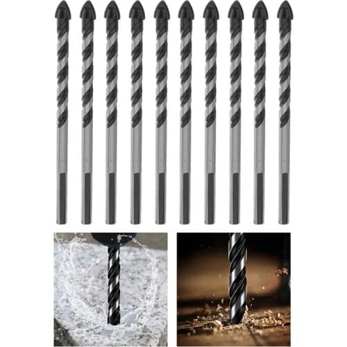 10pcs Tungsten Carbide Drill Bits Tip Black 6mm Multifunction Ceramic Drills Tap Set for Tiles Glass Porcelain Woodworking Tool