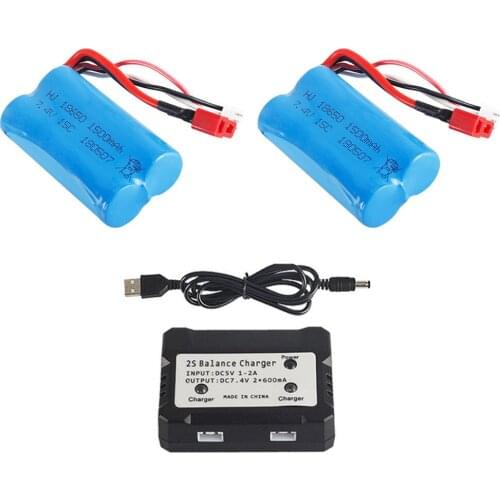 T plug 18650 Charger set for Wltoys 12428 12423 12401 12402 12403 12404 1/12 RC truck toys battery 7.4V 1500mah lipo battery 15C