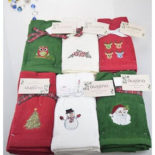New Decorative Luxury Hand Towel 3pcs Christmas Towel Gift Embroidered Snowman Santa Claus Towel Kitchen Dish Towels