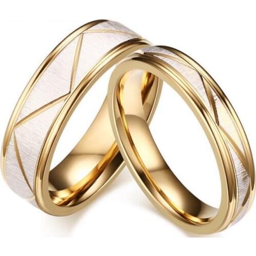 Wedding Rings for Love Matte Finish Stainless Steel Gold Color Women Men Couple Bands Personalized Engrave Name Gift