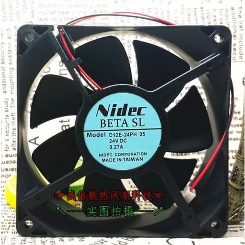 Original Authentic for Nidec D12E-24PH 05 12cm 120*120*38mm DC 24V 0.27A 2 Wire Inverter Cooling Fan