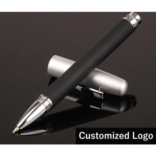 Luxury Metal Rubber handle Black Signature Ballpoint Pens for Business Writing Office Supplies Stationery Customized Logo gift