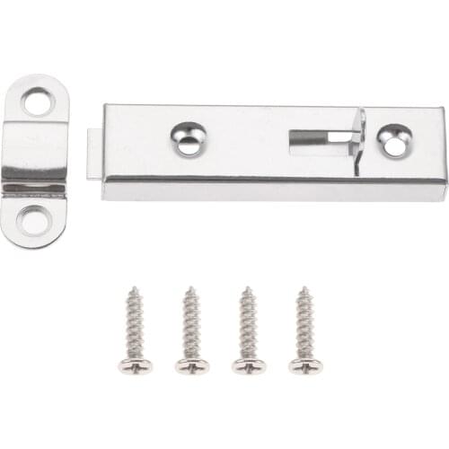 Silver Door Window Security Bolt Button Open Spring Lock Latch Home Hardware Door Bolts Door Latch Home Safety W/Screws 61*16mm