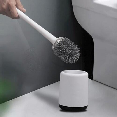 Silicone Toilet Brush Soft Bristle Wall-mounted Bathroom Toilet Brush Holder Set Clean Tool Durable ThermoPlastic Rubber