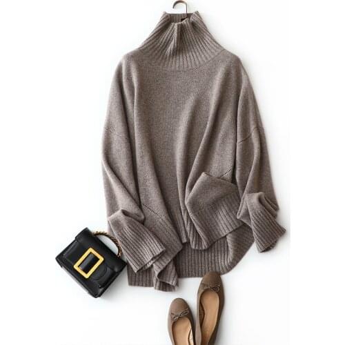 Shuchan Women Turtleneck Sweater 100% Cashmere Pullover Oversized Loose Vintage Thick Winter 2021 Fashion Ladies Clothes Warm