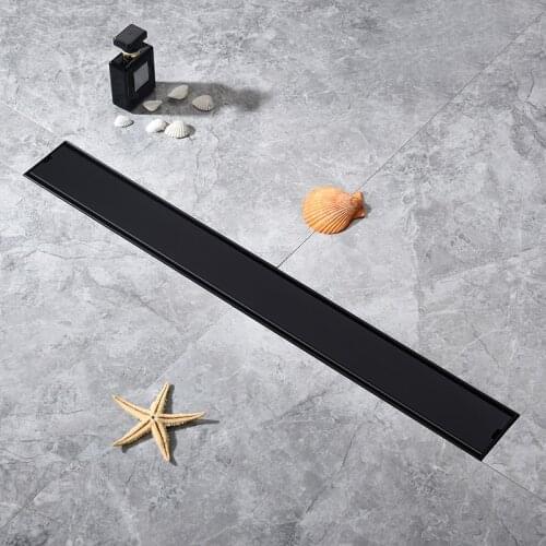 High Quality Matte Black Stainless Steel Square Shower Drain Invisible Floor Drain Long Floor Drain Can Be Fitted With Tiles